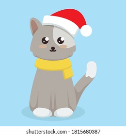 Cute cat with Christmas theme mascot design illustration