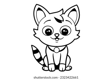 Cute cat clipart, vector illustration. Cartoon kitten icon and logo. Fun kitty sticker, design element, trend print label.