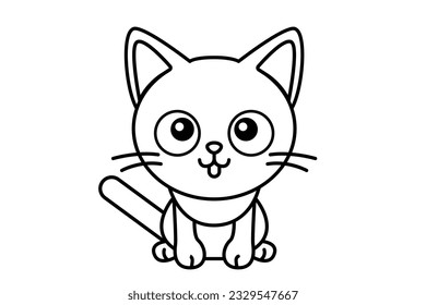 Recorte de gato, ilustración vectorial. Icono y logo del gatito de dibujos animados. Pegatina divertida, elemento de diseño, etiqueta de impresión de tendencia.