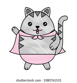 cute cat with cloak kawaii character