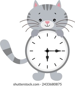 Cute cat with clock inside
