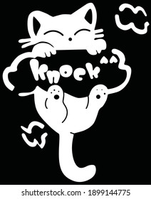 Cute cat with a cloud. Print on a T-shirt or mask in vector.