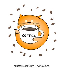 cute cat with coffee