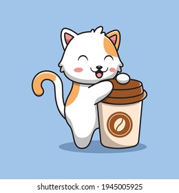 cute cat with coffee cup