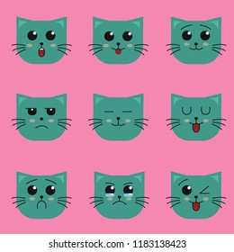 Cute cat collection icon 