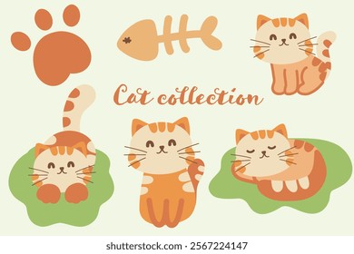 Cute Cat Collection Illustration .