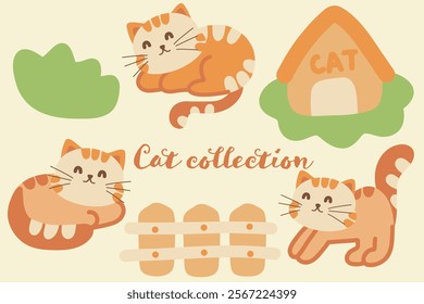 Cute Cat Collection Illustration .
