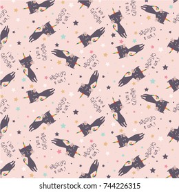 Cute cat colorful seamless pattern background.vector design.