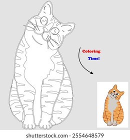 Cute cat coloring book for children to learn