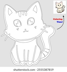 Cute cat coloring book for children to learn