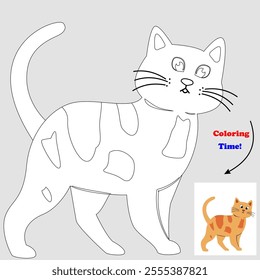 Cute cat coloring book for children to learn