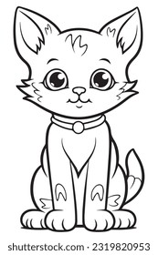 cute cat coloring book page outline