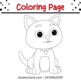 cute cat coloring book page for kids