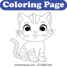 Lindo gato para colorear página de libro para niños
