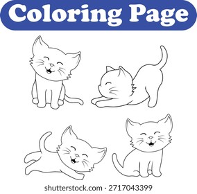 Lindo gato para colorear página de libro para niños