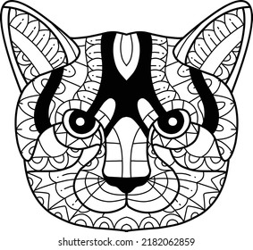 cute cat coloring book zentangle hand drawn isolated on white background