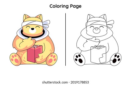   cute cat with coloring page