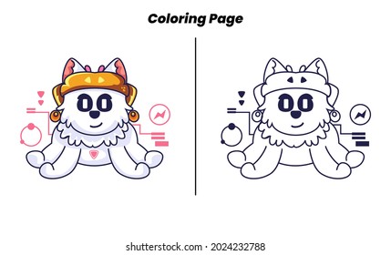 cute cat with coloring page