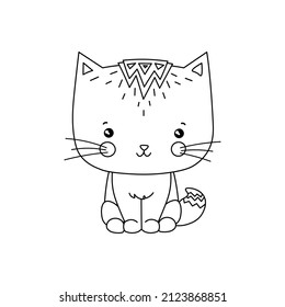 Cute cat coloring page for coloring book