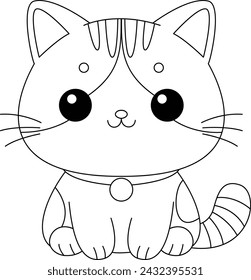 Cute cat coloring page. Cat coloring book for kids