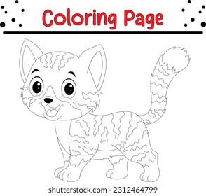 cute cat Coloring page for children. kitten coloring  Page Outline Of cartoon. pet line art