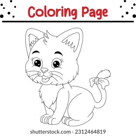 cute cat Coloring page for children. kitten coloring  Page Outline Of cartoon. pet line art