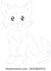 Cute cat coloring page for children