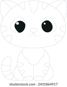 Cute cat coloring page for children