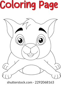 Cute cat coloring page for kids. cute cartoon kitten animal in black and white outline like a kids coloring book page