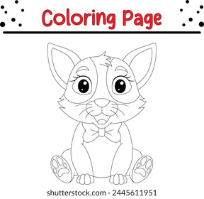 Cute cat coloring page for kids. Animal coloring book