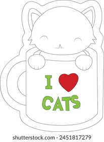 Cute cat coloring page for kids 