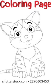 Cute Cat Coloring Page Outline of cartoon striped cat. Pets. Coloring book for kids