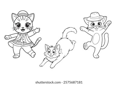 cute cat coloring page and smiling cat outline vector for kids
