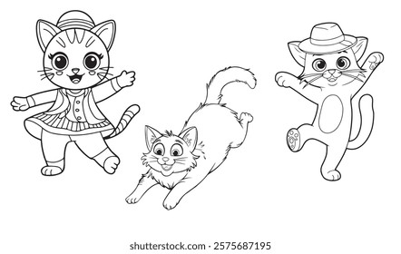 cute cat coloring page and smiling cat outline vector for kids
