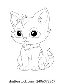 Cute cat coloring page|coloring book page|line art for kids and adults