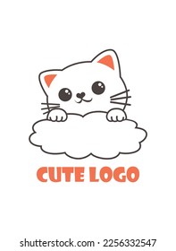 Logotipo de concepto de gato. Para los niños. Diseño de cuidado de mascotas. Veterinaria. Vector de diseño de logotipo para bebés. Gatito