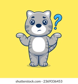 Cute cat confused cartoon vector icon illustration