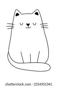 Cute cat contemporary line art element. Vector illustration