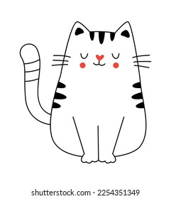 Cute cat contemporary line art element. Vector illustration