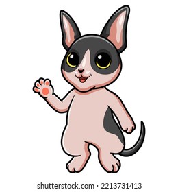 Cute cat cornish rex cartoon waving hand