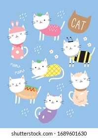 cute cat in Costume Funny suit cute fashion pet clothes