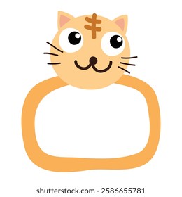 Cute cat with a cross on his forehead. Vector illustration