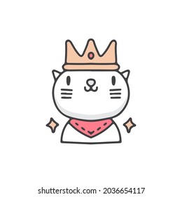 Cute cat with crown. illustration for t shirt, poster, logo, sticker, or apparel merchandise.