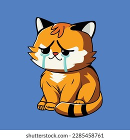 Caricatura de un gato corto llorando Pegatina vectorial Ilustración