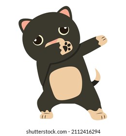 Cute cat Dab dancing sign aicon