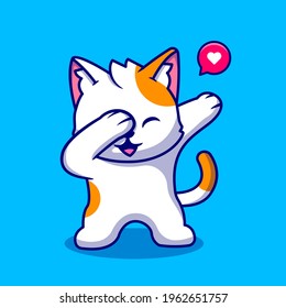 Cute Cat Dabbing Cartoon Vector Icon Illustration. Animal Nature Icon Concept Isolated Premium Vector. Flat Cartoon Style