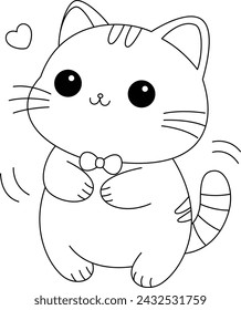 Cute cat is dancing coloring page 