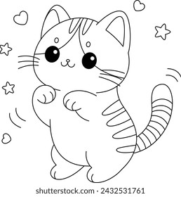 Cute cat is dancing coloring page 