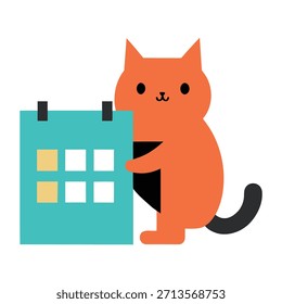 Gato lindo que decora el cubículo de la oficina con las plantas, añadiendo verdor y encanto mientras que realza escenas profesionales modernas de la Ilustración vectorial de la oficina.