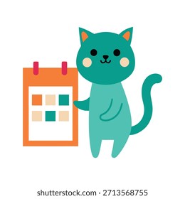 Gato lindo que entrega documentos en el sobre de la oficina, demostrando eficacia mientras que agrega el encanto lúdico lindo a las Ilustraciones vectoriales profesionales modernas de la oficina.